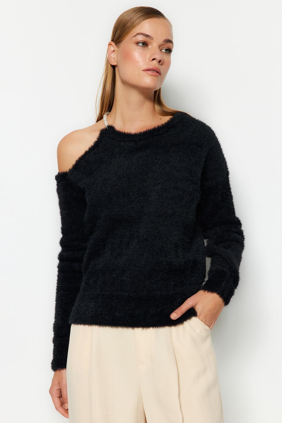 

Аксессуар из черного жемчуга, вязаный свитер с перьями/бородой TWOAW24KZ00127..