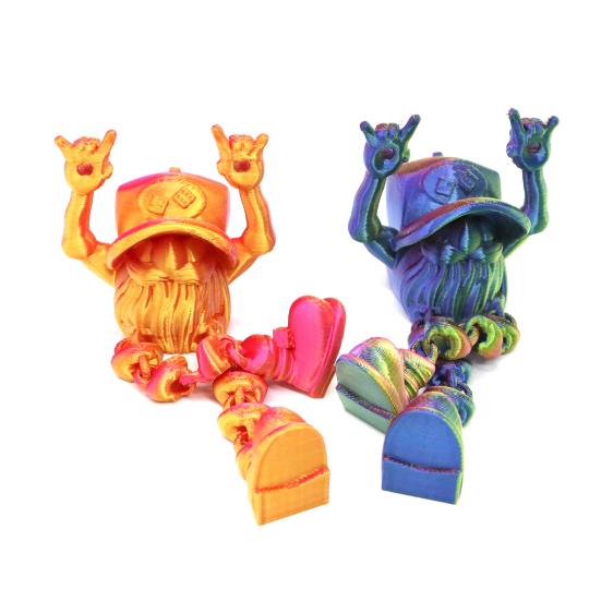 3D Printed Christmas Gnome Ornament Devil Horn Dwarf Figurine Fidget Toy with Movable Joints Articulated Elf Model Decoration