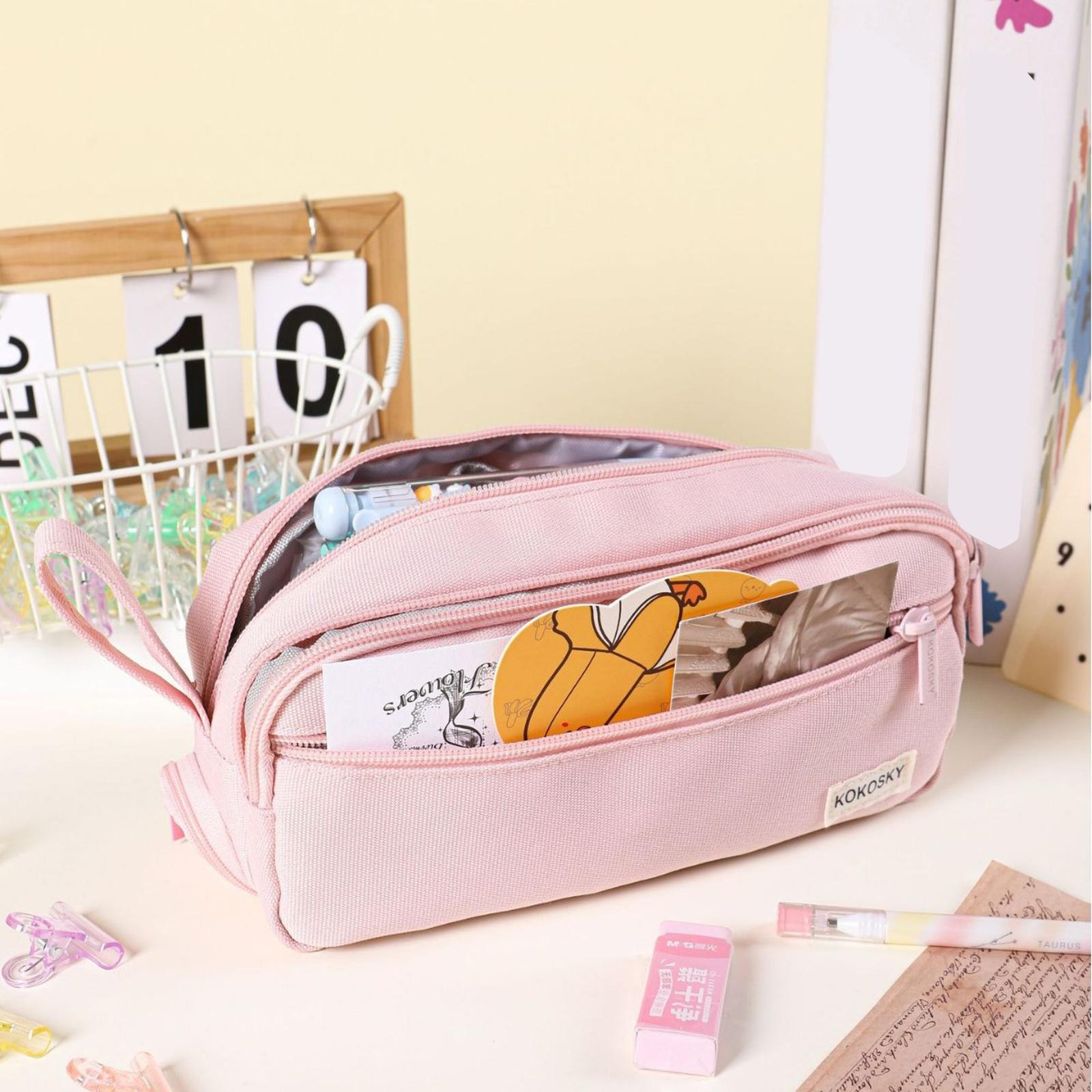 

Large Capacity Pencil Case Multifunctional Stain Resistant Pouch one size розовый