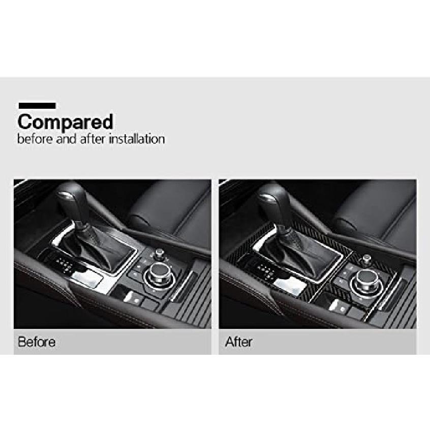 Carbon Fiber Interior Center Console Gear Box Trim Cover 2pcs for Mazda 6 Mazda6 2016-2018