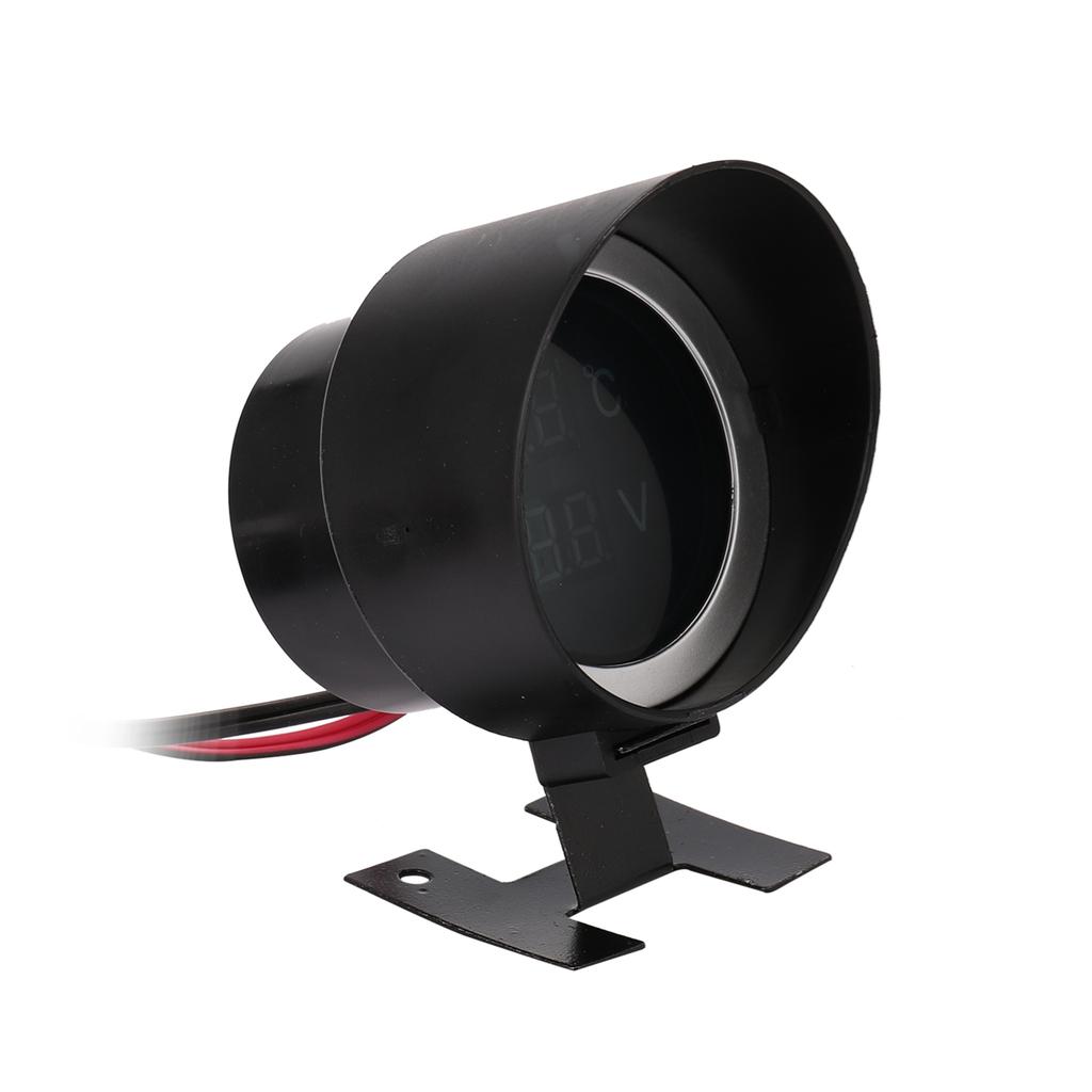 Round LED Digital Car Truck Water Temp Gauge 2 In 1 Water Temperature Voltage Meter for 12V 24V Vehicles Trucks