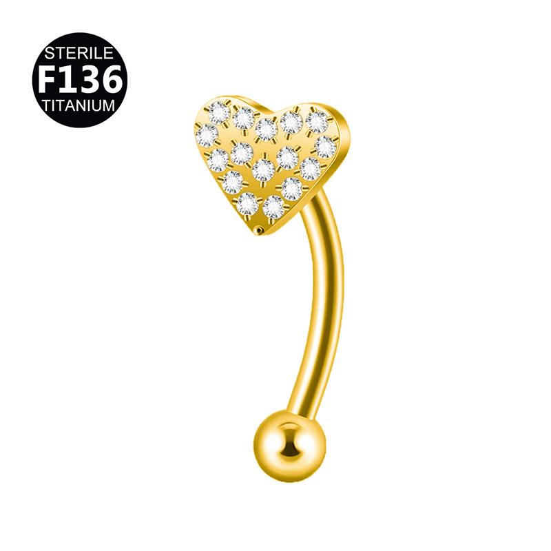 New Styles Best Selling F136 Titanium Zircon Butterfly Gold Inlaid Eyebrow Nail Screw Ball Fashion Body Jewelry