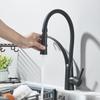 POIQIHY Ausziehbarer Schwarzer Küchenmischer Badezimmer Küchenspüle Wasserhahn Einhebel Hochdruck Strahl Sprühkopf Goldener Mischhahn