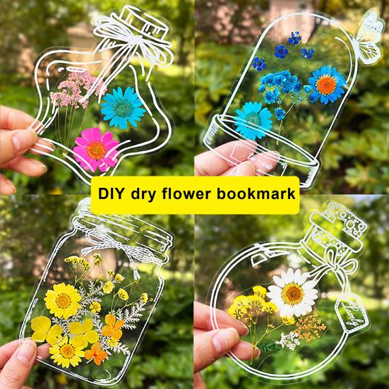 20Pcs DIY Transparent Dried Flower Bookmarks Exquisite Design Creative Floral Plant Clear Bookmarks Decorations