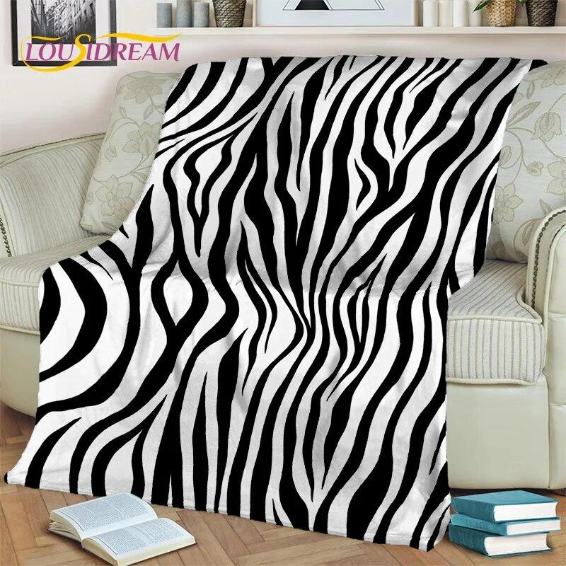 

3D барвистий візерунок зебри в смужку HD Ковдра, м яка ковдра для дому, спальні, ліжка, дивана для пікніка, подорожей, офісної ковдри, дитячої 130x150cm