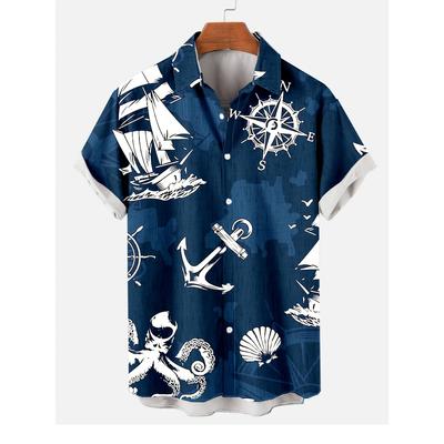 Herren Freizeithemd, Strandreise-Top, modisches kurzärmeliges Sommeroutfit