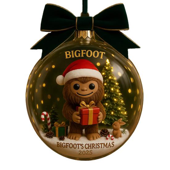 Christmas Snow Ball Ornaments Vintage Sewing Machine/Village Scene/Big Foot Xmas Tree Ornaments Winter Clear