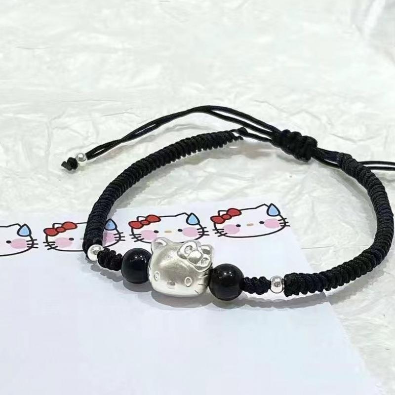 Woven hellokitty couple bracelet new year dragon year natal year student red and black rope simple i ns girlfriend