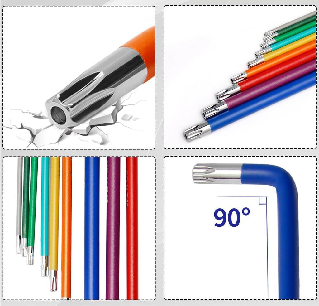 Juego de Llaves Allen Samcos con Bola Hexagonal Acero de Aleación Hexagonal para Bicicleta Digital Motocicleta y Hogar con Llave Llave Estrella Juego de 9 Piezas, Llaves de 1.5mm-10mm,