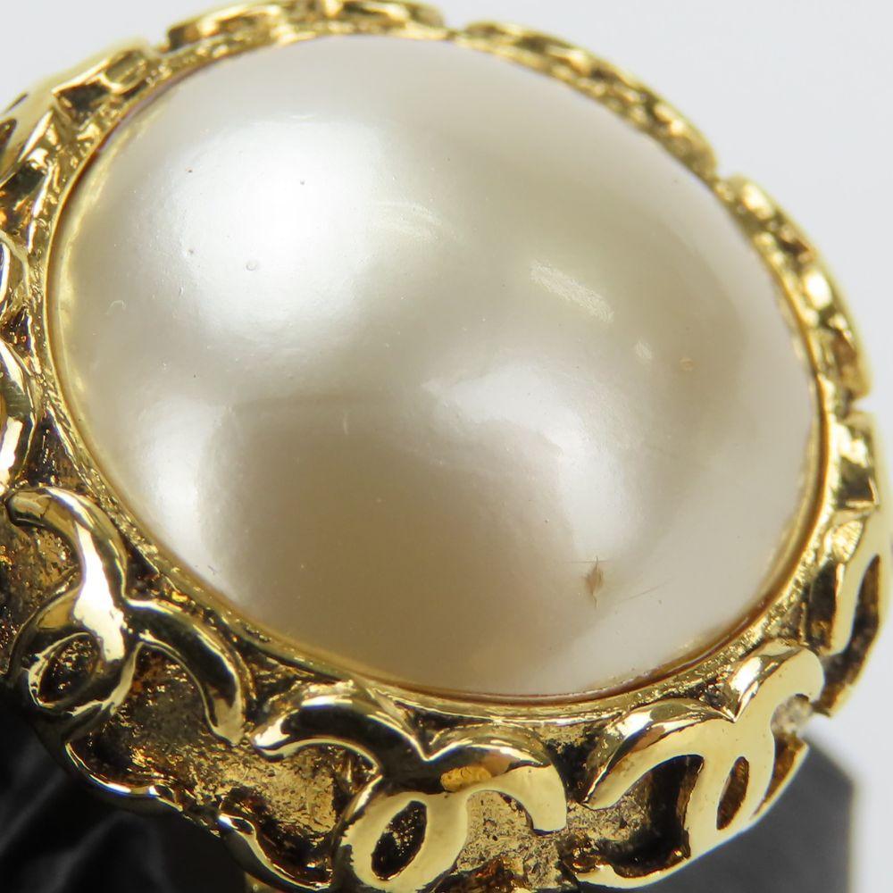Used CHANEL Earring COCO Mark metal/Fake Pearl 20g Gold Plating