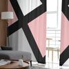 Pink Black Ash Geometric Square Voile Sheer Curtains Living Room Window Chiffon Tulle Curtain Kitchen Bedroom Drapes Home Decor