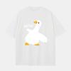 ZAZOMDE 2026 New Retro Doodle Animal T Shirt Fluffy White Goose with Wow Slogan Graphic Print Casual Hip Hop Oversized Tops