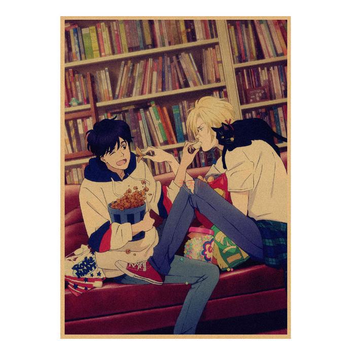 Retro Banana Fish Anime Kraftpapier Poster Wandkunst Wandbild