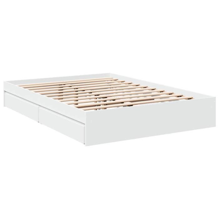VidaXL Cadre de lit avec tiroirs blanc 140x190cm bois d'ingénierie, lit, lit de rangement, cadre de lit double, lit double 3280685