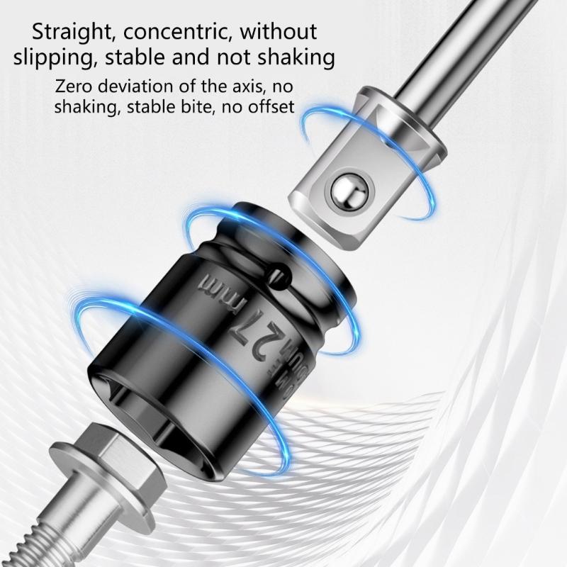 Pack Of 3 Hexagonal Shank Square Drive Socket Adapter Extension Bar 150mm 1/4", 3/8", 1/2" For Power Drill And Auto Repair