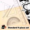 4PCS Set Transparent Plastic Rulers Straight Rulers Protractors Set Square Kawaii School Stationery Kid Math Stationery