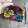 Style Knitted Ethnic Hat With Hollow Out Design And Flower Decoration Daily For