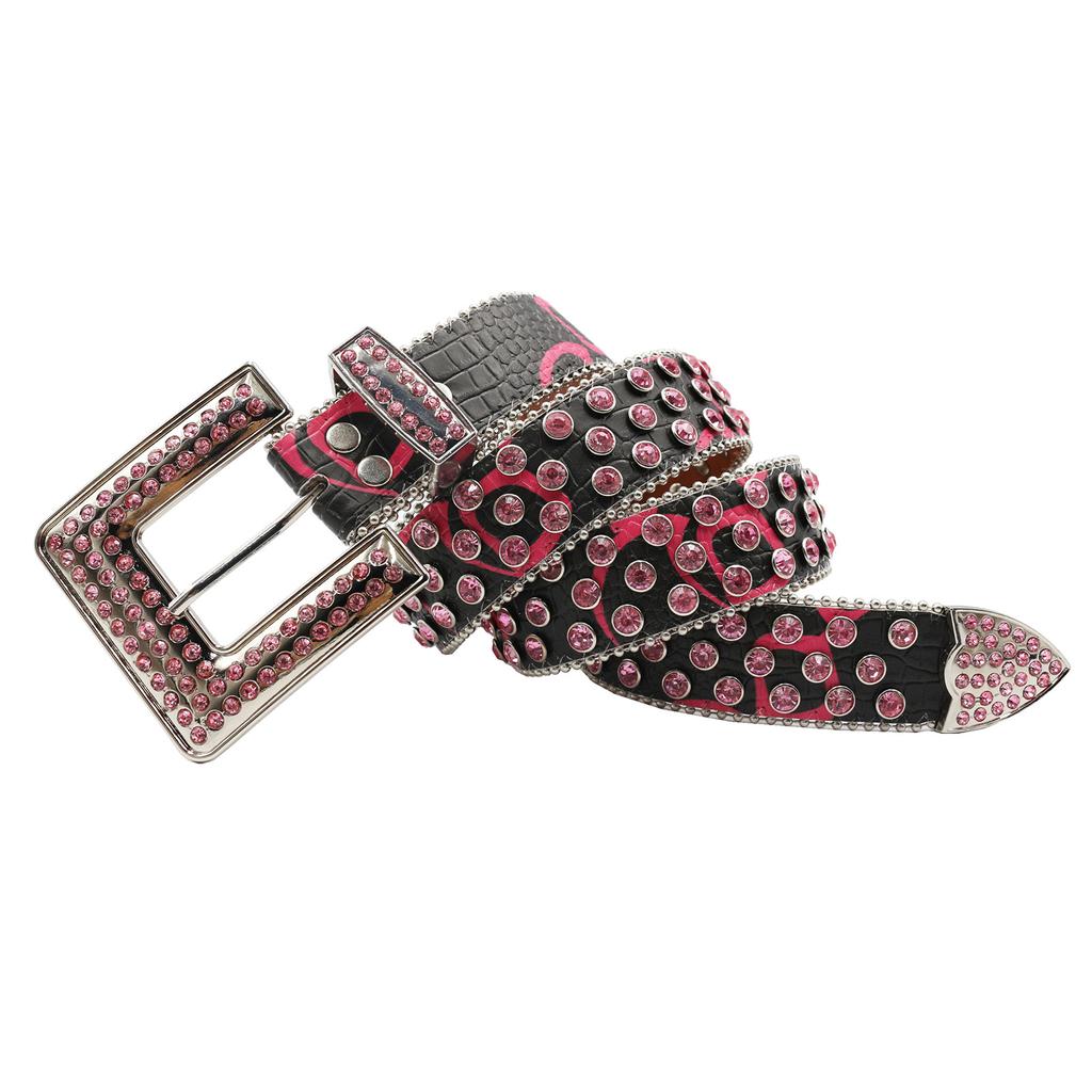 Belt, Men's Rhinestone Belt, Women's Belt, Full Diamonds, Fashionable Punk Style Wide Belt, Women's Trousers Belt Decoration