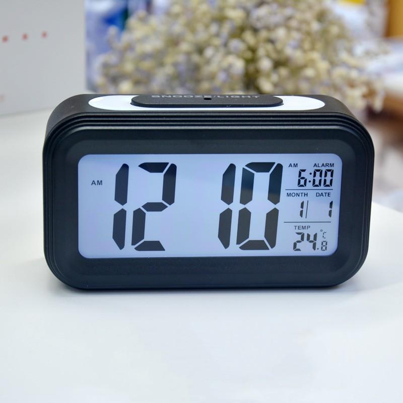 Alarm Clock Desktop Digital Clock  LCD Large Screen Temperature Calendar Nightlight Wake-up Student Snooze Clock 12/24H Bedrooms