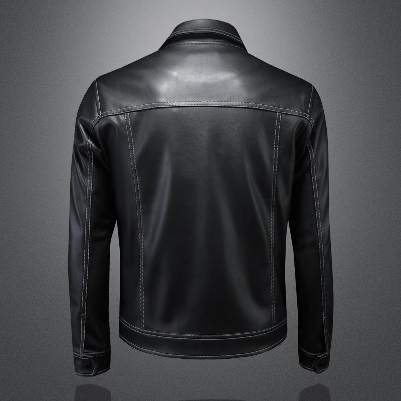 Fall/Winter 2024 New Men's Lapel Motorcycle Leather Jacket Trendy Fashion Slim Versatile Leather Jacket 8118