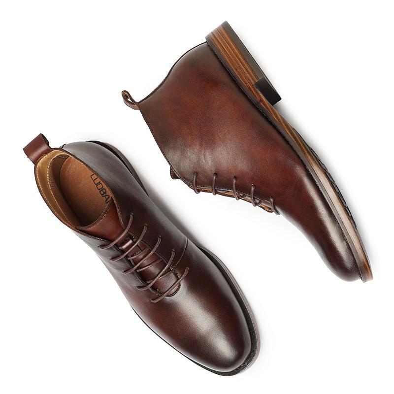 Fashion Retro Ankle Boots For Men High Quality Genuine Leather Shoes Elegant Lace Up Business Office Footwear