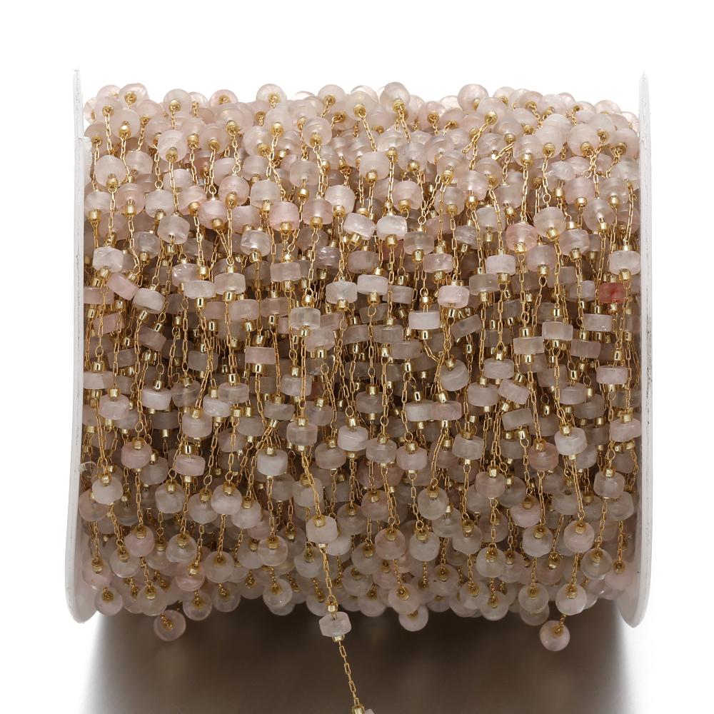 1 Meter Cylinder Natural Stone with Stainless Steel Chains for DIY Jewelry Making Necklace Findings Bracelet Components Supplies