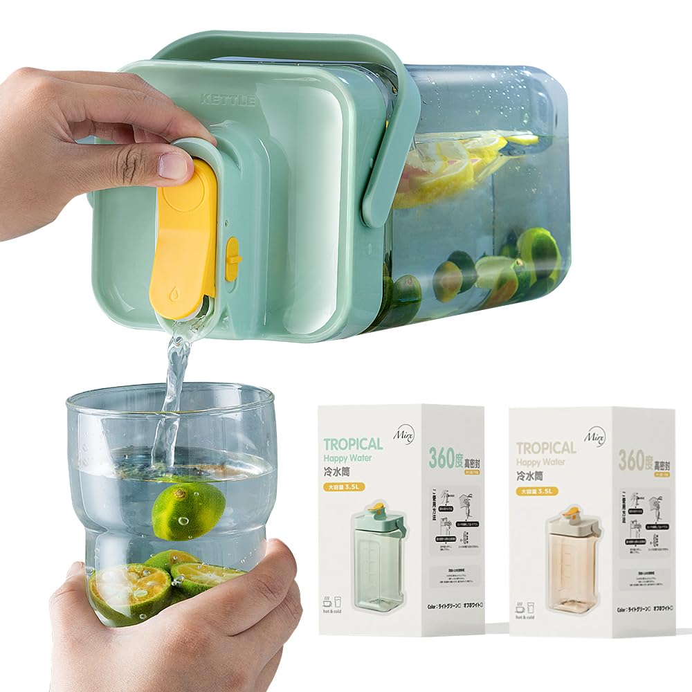 

Mirx Ice Cream Pot Pitcher, Tea Pot, Drink Server, Horizontal Placement, Heat Resistant, 3.5L, Leak-Proof, Water Server, Cold Water Bottle, with Lid,