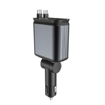 Car Charger Adapter 4 In 1 Car Charging Adapter 180 Degree Adjustable Double USB C & USB A Fast Car Charger for Phone