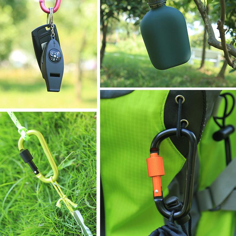 Carabiner Clips with Screw Gate 4Pcs Carabiners Hiking Clips with 7mm Diameter Aluminum Rod EDC Outdoor Camping Equipment Hook