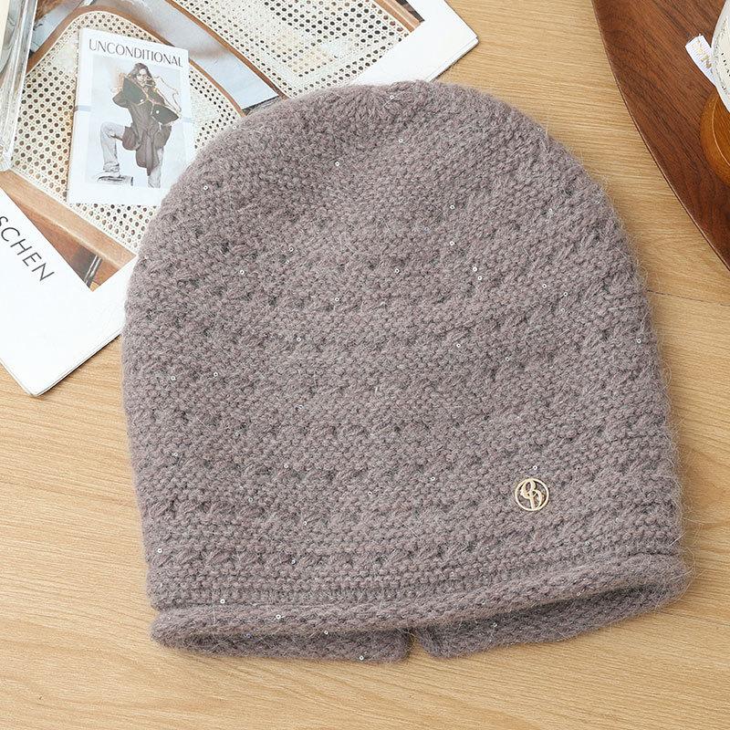 Knitted Thermal Hat Autumn and Winter Rabbit Fur Blended Women's Pullover Stacking Hat