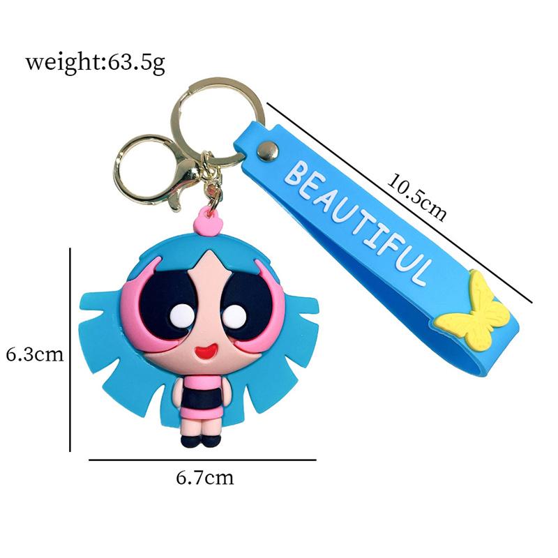 Powerpuff Nøkkelring Veskeanheng PVC Gave Tegneserie Jenter Søt Dukke Tilbehør