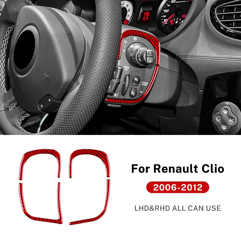 Riktigt mjuk kolfiberdekal för Renault Clio 3 2006 2007 2008 2009 2010 2011 2012 Interiör Bil Rattknappram