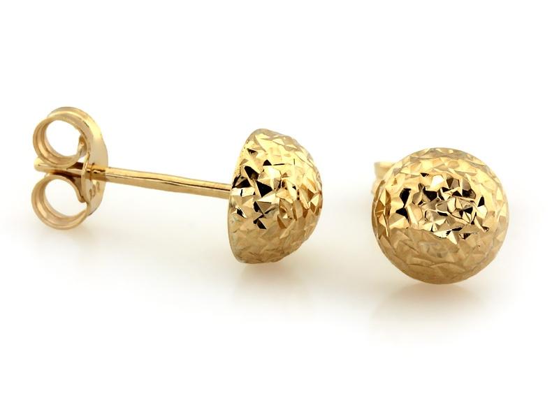 375 yellow gold diamond stud earrings 7 mm for women