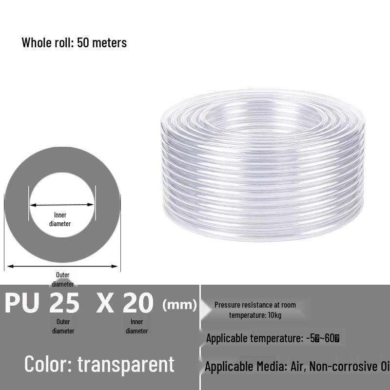 Transparent High-Pressure Pneumatic Air Hose: 8x4.5, 6x3.7, 9x6, 12x9 Sizes