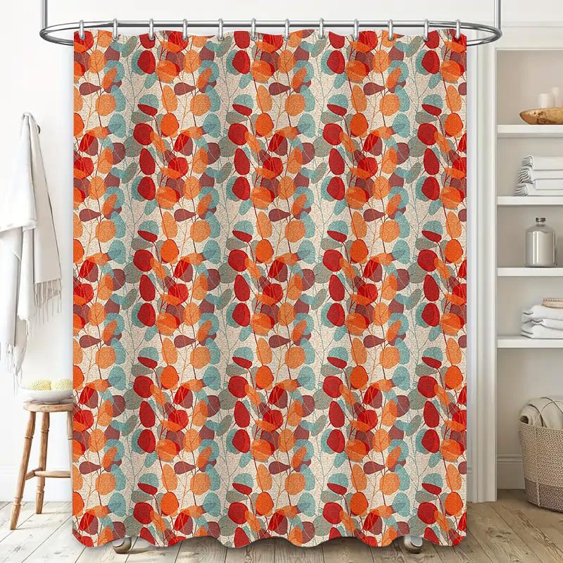 Botanical Shower CurtainGreenery Leaf Pattern Fabric LinerRustic Farmhouse DecorBathroom ArtNature ThemeVanity BackdropStylish H