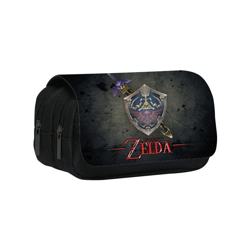 Zelda Themed Pattern Double Layer Flip Cover Stationery Storage Pencil Bag For Students And Office Use