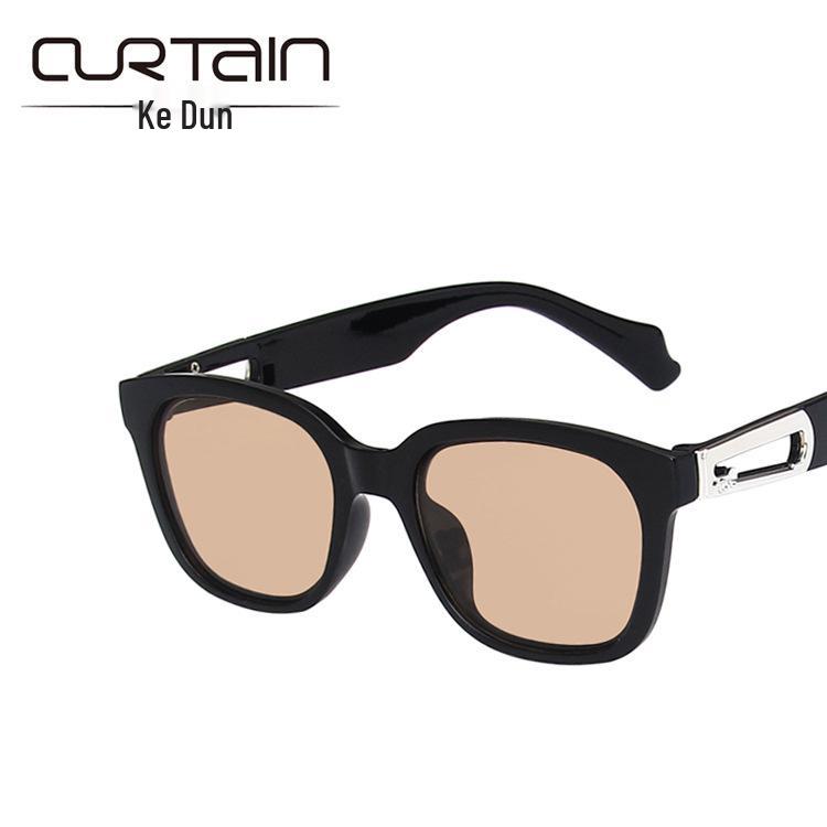 William Chan Style 2022 Korean Square Sunglasses with Paperclip Buckle Decoration