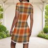 Women Plus Size Round Neck Short Sleeve Dots Printed Fitted Mini Dress