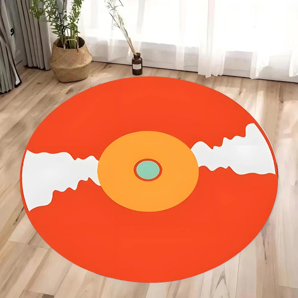 Record Printed Round Carpet Non Slip Circle Floor Rugs Children Bedroom Decor Home Living Room Sofa Coffee Table Washable Mat