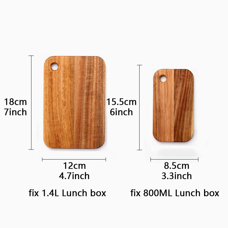 800ml/1.4l Lunch Box Acacia Wood Cutting Boards Wooden Double-sided Mini Fruit Cutting Board Reusable  Outdoor Chopping Boards