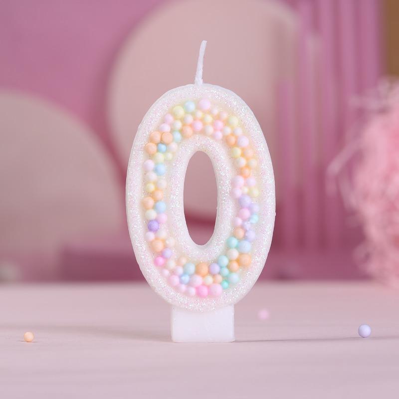 

Macaron colorful ball 0-9 creative digital birthday decoration candle
