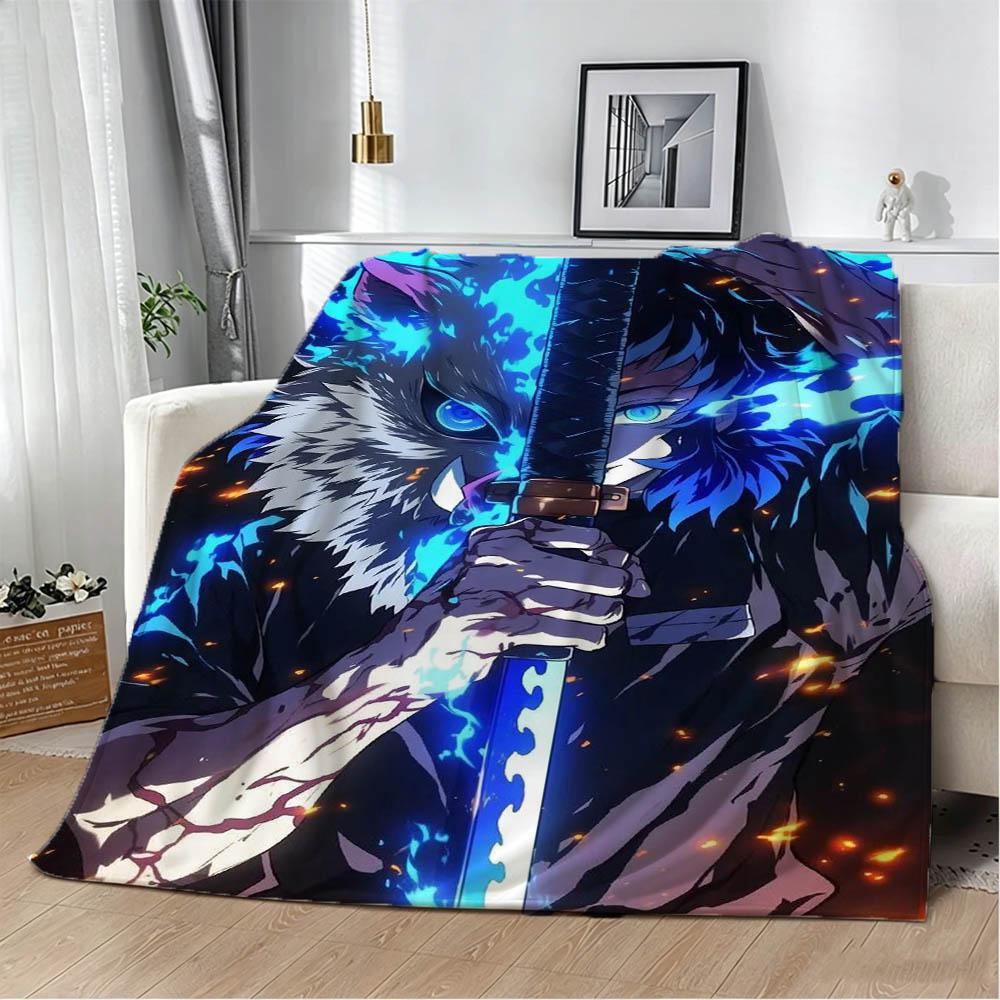 3D Cartoon Demon S-Slayer Anime Nezuko Flannel Blanket Soft Throw Blanket Art For Home Decor Bedroom Bed Sofa Picnic Fans Gifts