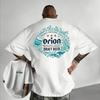 Vintage Oriental Dragon Graphic Tshirt Men Crew Neck Tee Retro Japanese Style Print Loose Cotton Streetwear Casual Tops