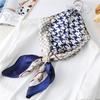 Classic Thousand Birds Plaid Scarf 71cm Small Square Scarf Fashion Chain Silk Scarf Simulation Silk Cute Bear Scarf Scarf