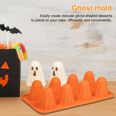Yousheng 1/2Pcs 3D Ghost Silicone Mold for Chocolate Dessert Candy Jelly Food-Grade Ghost-shaped Pastry Mold Easy Release Halloween Baking Supplies