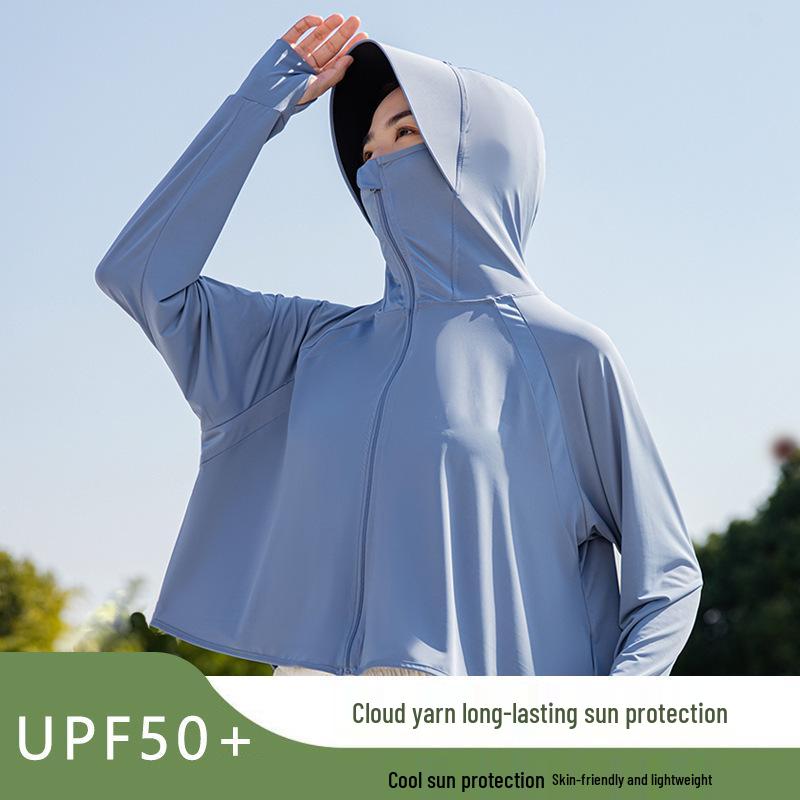 Women's UV Protection Ice Silk Cycling Shirt with Large Brim - Breathable, Casual, and Loose-Fit Summer Sun Protection Clothing.