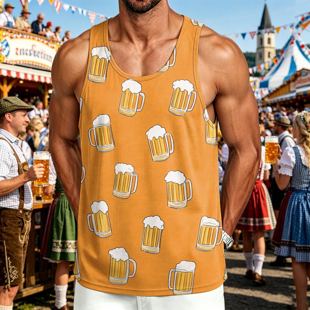 Men's Casual Print Crewneck Tank Top - Sleeveless Outdoor Sport Shirt for Summer