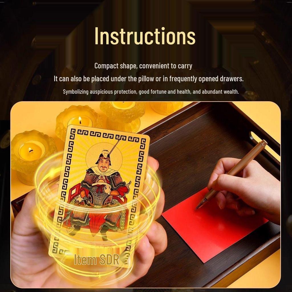 Bingwu Year of the Horse Gold Card: Wen Zhe General, Zodiac Wealth & Prosperity, New Year Fortune Charm