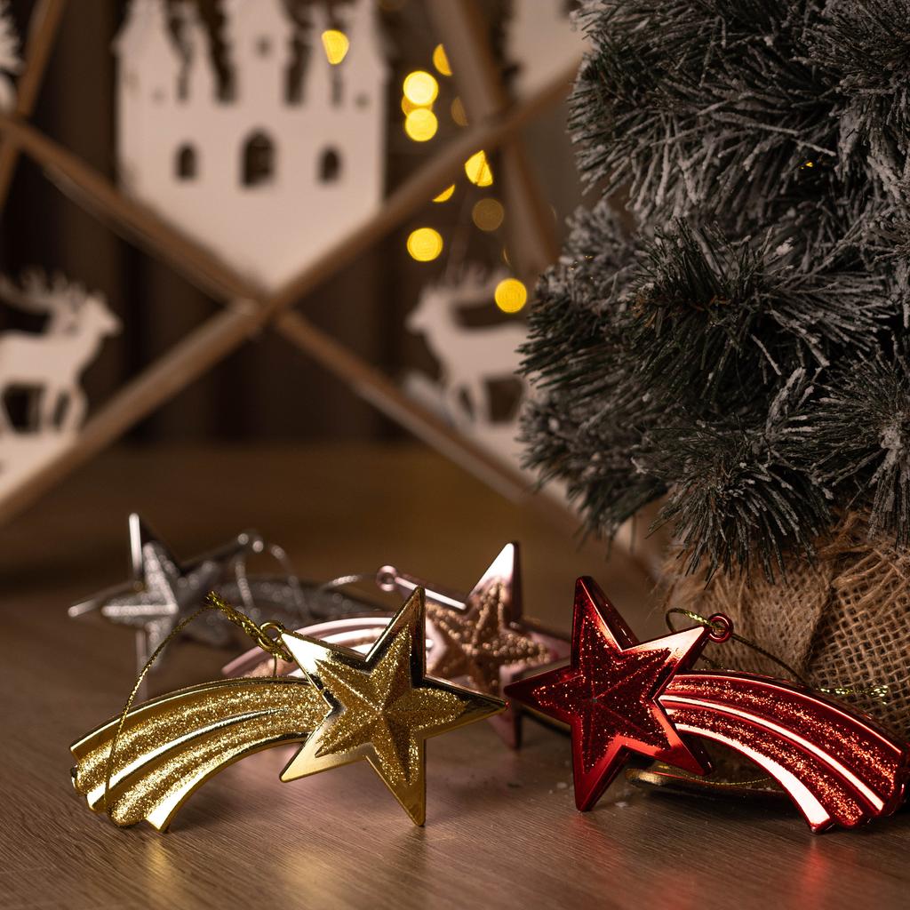 Christmas Baubles Bauble For Christmas Tree Christmas Decorations Pendants Stars 4pcs