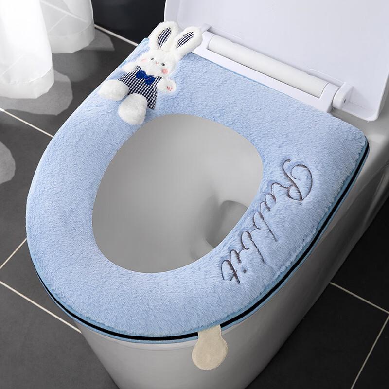 Thickened Zippered Winter Toilet Seat Cover - 3D Rabbit